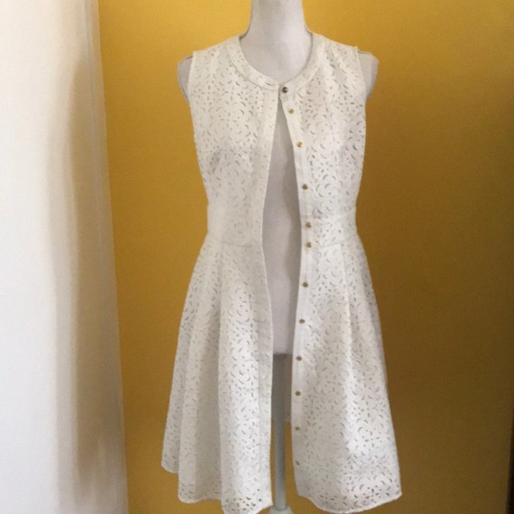 Rachel Roy Laser Cut Lace Shirt  Dress in White size 4 - Picture 4 of 8